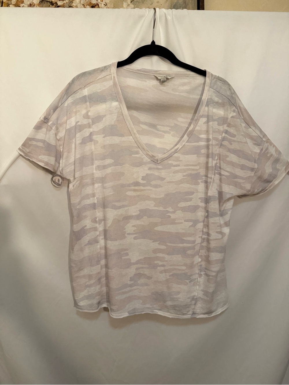 Lucky Brand Light Blush Camouflage V-Neck Tee